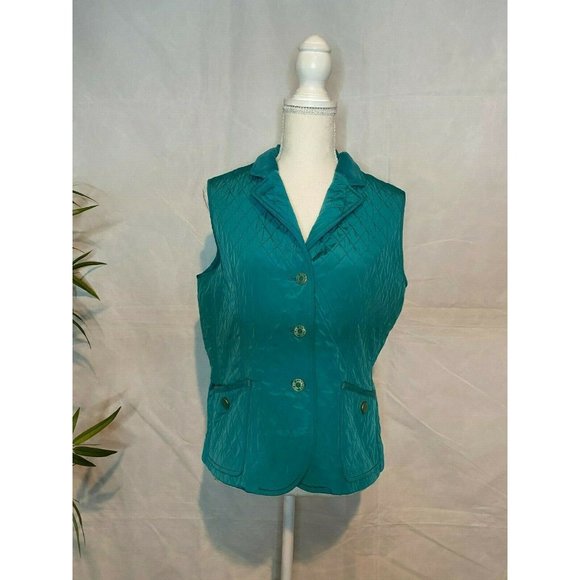 Talbots Petite Ladies Teal Quilted Vest, Size S - Picture 1 of 7